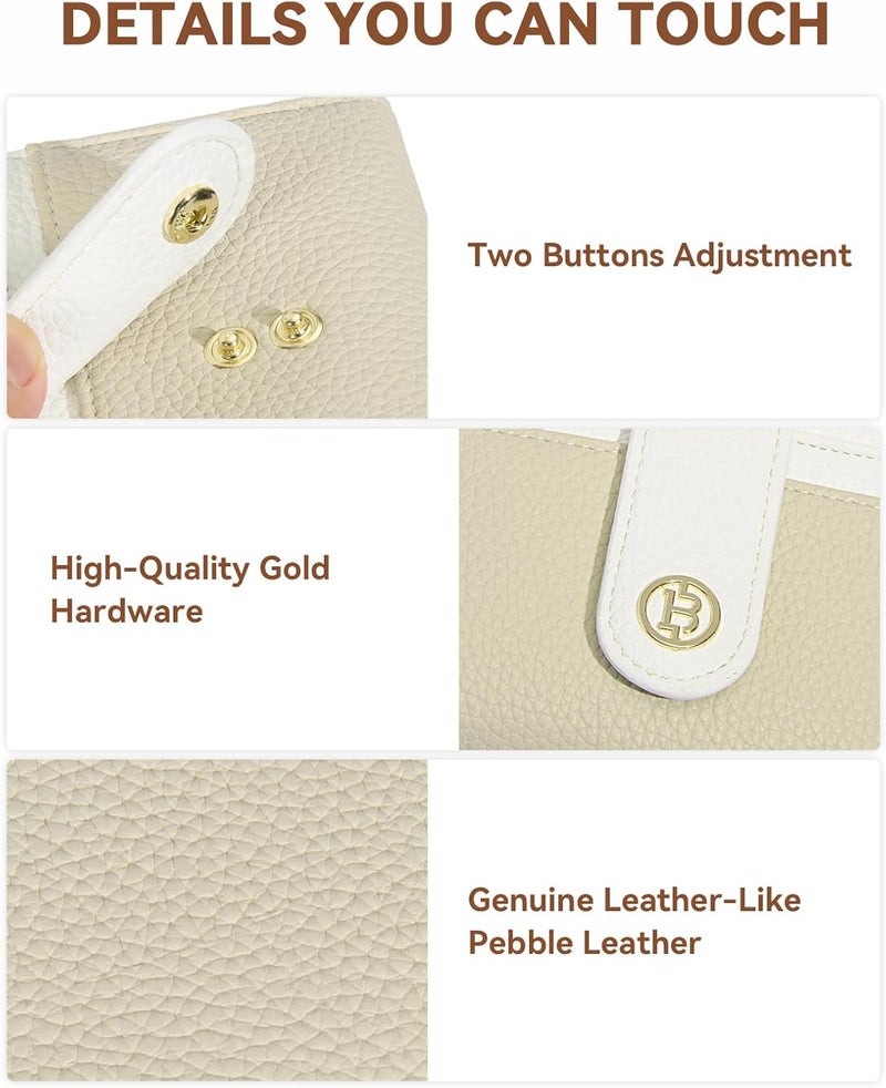 Bostanten Slim Wallet for Women Small RFID Blocking Credit Card Holder Leather Bifold Wallets with Zipper Coin Pocket Khaki＆Beige - Image 3